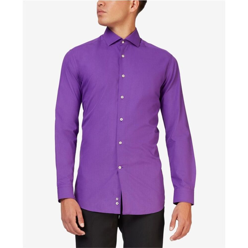 OppoSuits Mens Tailored Fit Button Down Dress Shirt, Purple, 14.5 Neck, DM
